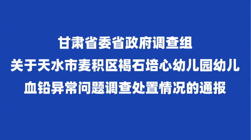 天水市麦积区褐石培心幼儿园幼儿血铅异常问题调查及处理情况公告-阿旺资源分享网