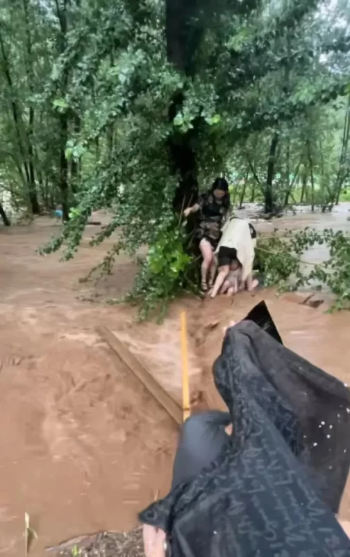河北省遭遇强降雨，导致一处露营地多人被困。一名幸存者透露，洪水一度涨至颈部，他和另外6人紧紧抱住一棵树，在水中坚守了长达5个小时。-阿旺资源分享网