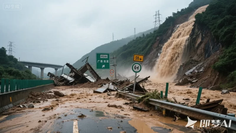 因泥石流侵袭，广佛肇与清云高速路段遭遇交通中断：幸运的是，暂无人员伤亡报告，相关部门正全力进行道路抢修。-阿旺资源分享网
