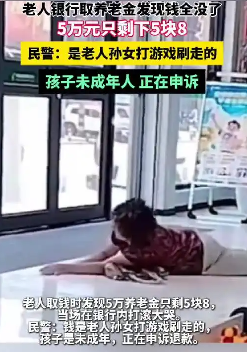 在孙女不经意间将5万元养老金挥霍于网络游戏之际，这一事件揭示了我国3亿老年人正面临的数字支付难题。原本用于养老的5万元如今仅剩5元8角，这一现象令人深思。-阿旺资源分享网
